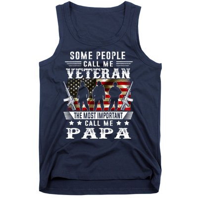 Proud Papa Veteran American Flag Gifts VeteranS Day Fathers Tank Top