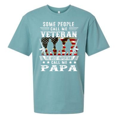 Proud Papa Veteran American Flag Gifts VeteranS Day Fathers Sueded Cloud Jersey T-Shirt