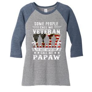 Proud Papaw Veteran American Flag Gifts VeteranS Day Women's Tri-Blend 3/4-Sleeve Raglan Shirt