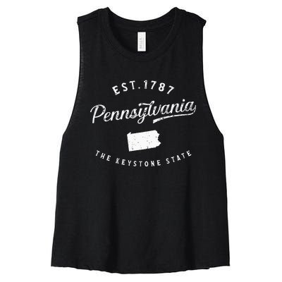 Pennsylvania Pride Visiting Pennsylvania Pennsylvania Women's Racerback Cropped Tank