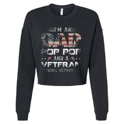 Pop Pop Veteran Fathers Day Gift From Daughter Wife For Dad Cropped Pullover Crew