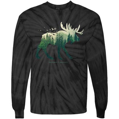 Preserve & Protect Vintage National Park Moose Tie-Dye Long Sleeve Shirt