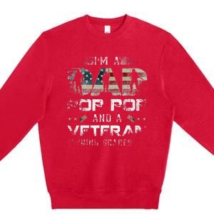 Pop Pop Veteran Fathers Day Gift From Daughter Wife For Dad Premium Crewneck Sweatshirt