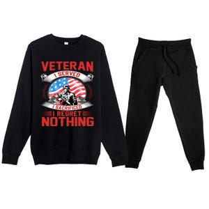 Proud Patriotic Veteran Military Great Gift Premium Crewneck Sweatsuit Set