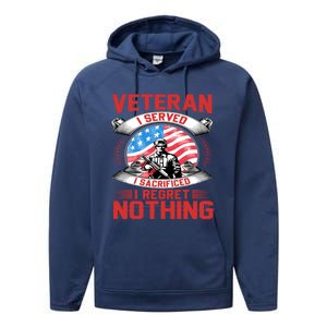 Proud Patriotic Veteran Military Great Gift Performance Fleece Hoodie