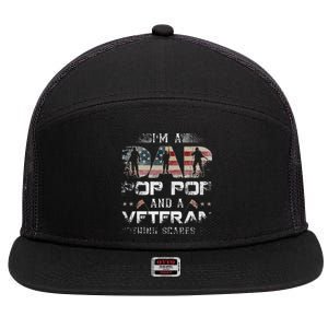 Pop Pop Veteran Fathers Day Gift From Daughter Wife For Dad 7 Panel Mesh Trucker Snapback Hat