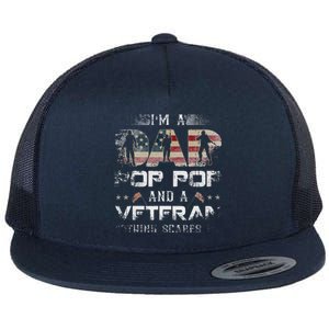 Pop Pop Veteran Fathers Day Gift From Daughter Wife For Dad Flat Bill Trucker Hat