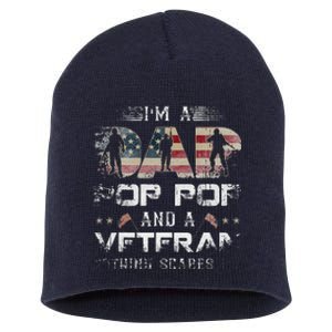 Pop Pop Veteran Fathers Day Gift From Daughter Wife For Dad Short Acrylic Beanie