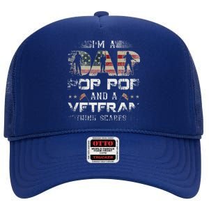 Pop Pop Veteran Fathers Day Gift From Daughter Wife For Dad High Crown Mesh Back Trucker Hat