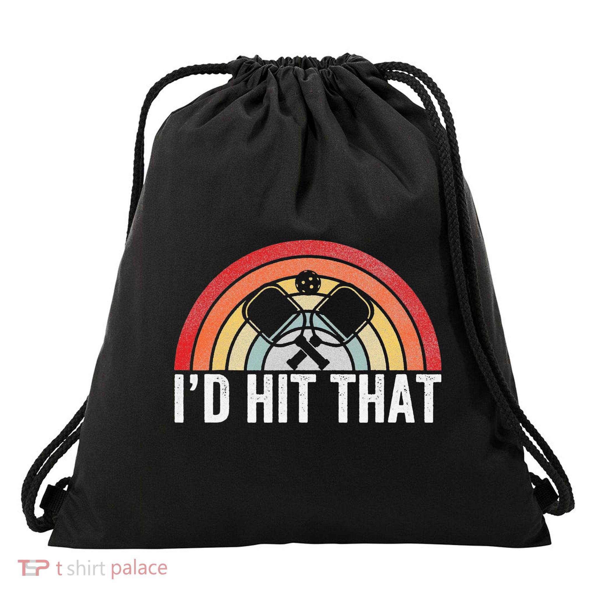 Pickleball Player Vintage I'd Hit That Retro Gift Drawstring Bag