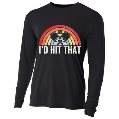 Pickleball Player Vintage I'd Hit That Retro Gift Cooling Performance Long Sleeve Crew