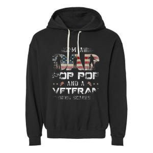 Pop Pop Veteran Fathers Day Gift From Daughter Wife For Dad Garment-Dyed Fleece Hoodie