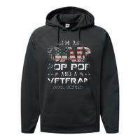 Pop Pop Veteran Fathers Day Gift From Daughter Wife For Dad Performance Fleece Hoodie