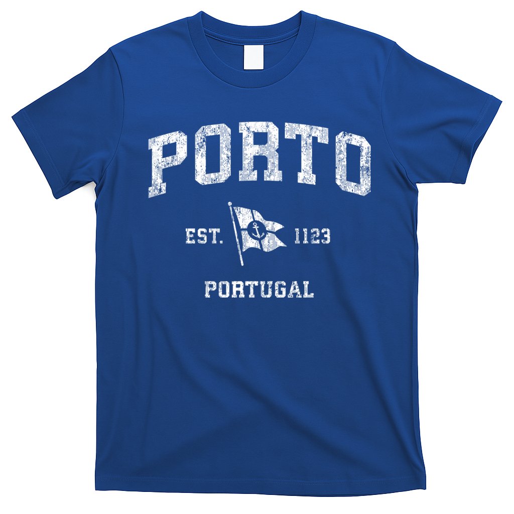 Porto Portugal Vintage Nautical Boat Anchor Flag Sports Great Gift T-Shirt