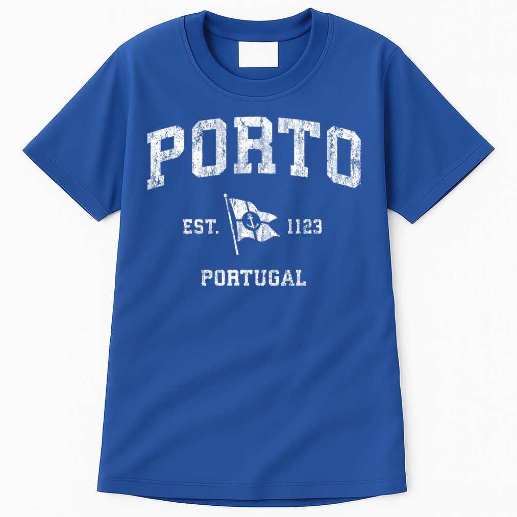 Porto Portugal Vintage Nautical Boat Anchor Flag Sports Great Gift Tall T-Shirt