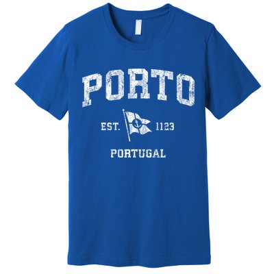 Porto Portugal Vintage Nautical Boat Anchor Flag Sports Great Gift Premium T-Shirt