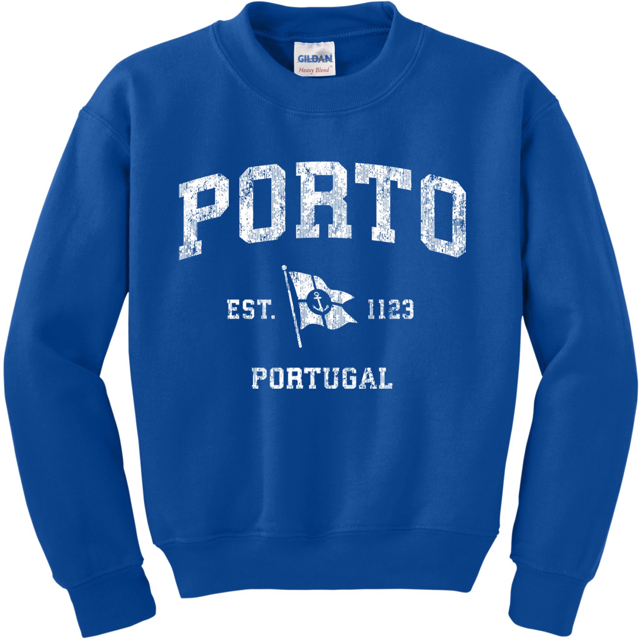 Porto Portugal Vintage Nautical Boat Anchor Flag Sports Great Gift Kids Sweatshirt