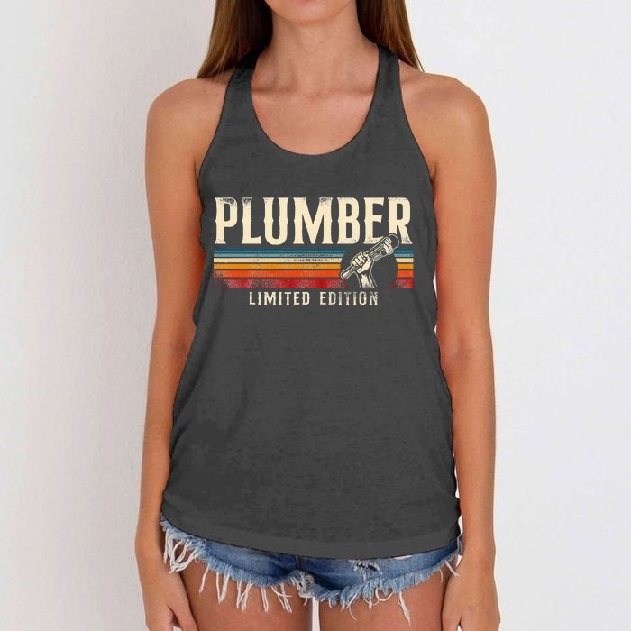 Plumbing Plumber Vintage Retro Plumber Limited Edition Women's Knotted Racerback Tank