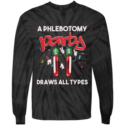 Phlebotomy Phlebotomist Vein Health Syringe Blood Donor Gift Tie-Dye Long Sleeve Shirt