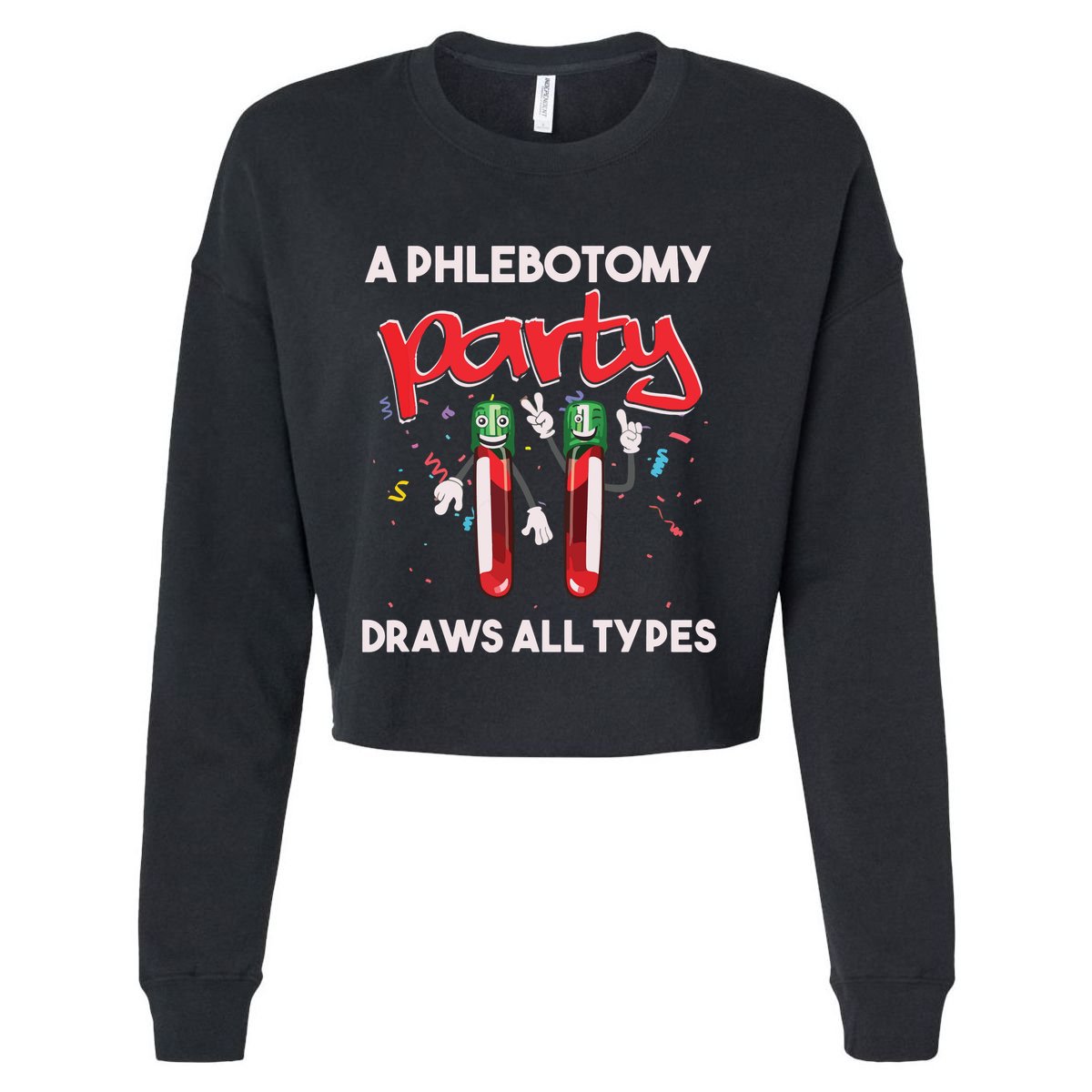 Phlebotomy Phlebotomist Vein Health Syringe Blood Donor Gift Cropped Pullover Crew