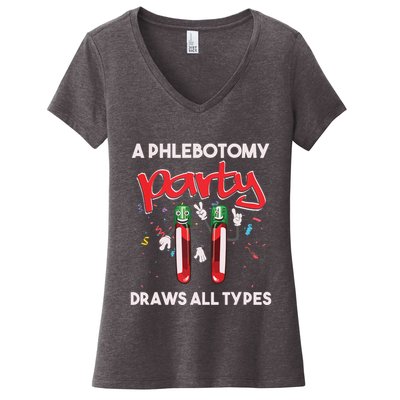 Phlebotomy Phlebotomist Vein Health Syringe Blood Donor Gift Women's V-Neck T-Shirt