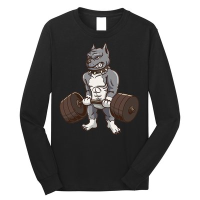 Pitbull Powerlifting Weight Lifting Dog Lovers Gift Long Sleeve Shirt