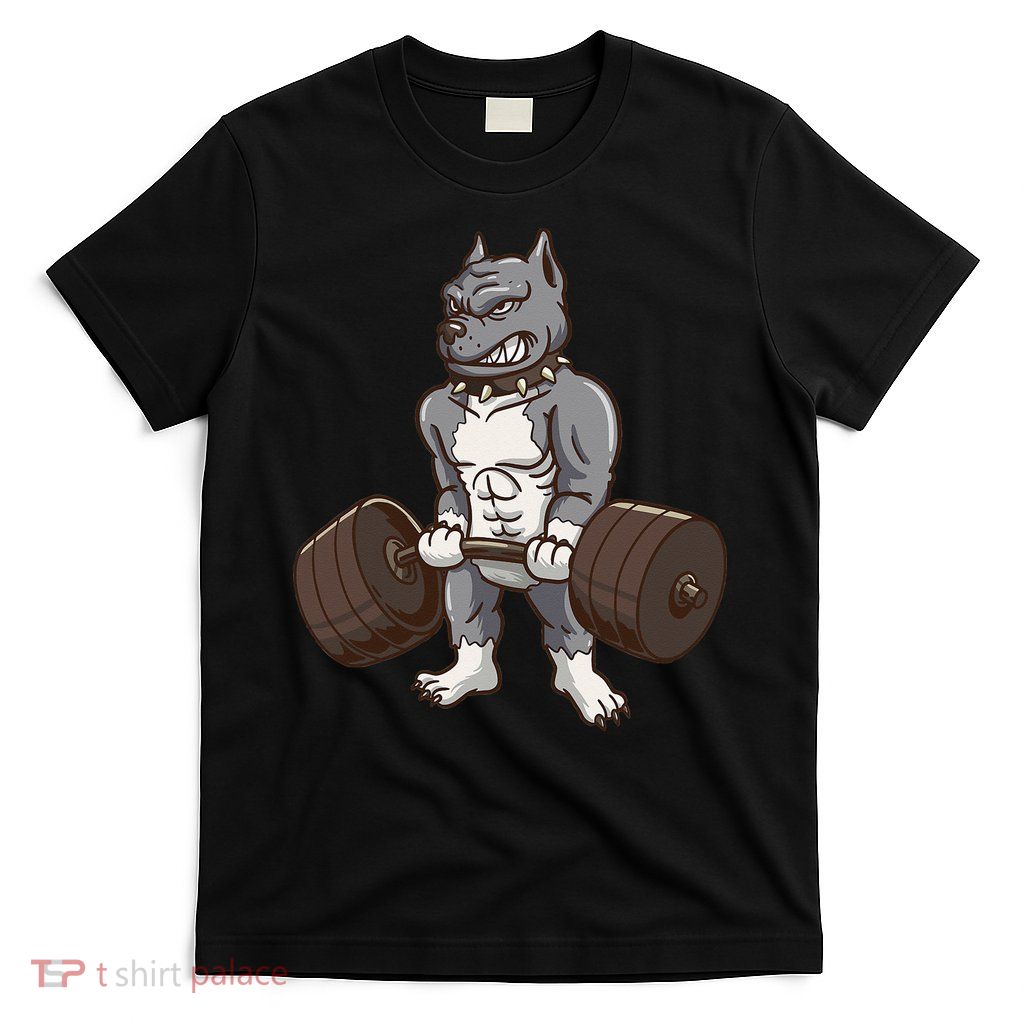 Pitbull Powerlifting Weight Lifting Dog Lovers Gift T-Shirt