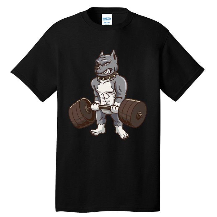 Pitbull Powerlifting Weight Lifting Dog Lovers Gift Tall T-Shirt