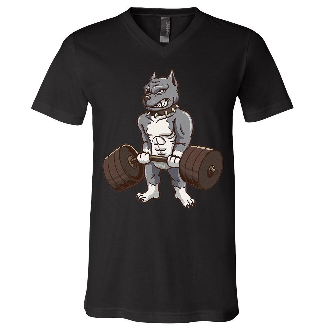Pitbull Powerlifting Weight Lifting Dog Lovers Gift V-Neck T-Shirt