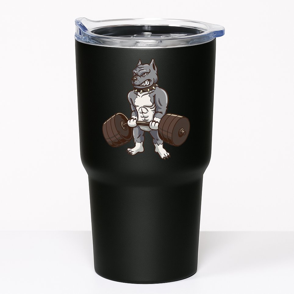 Pitbull Powerlifting Weight Lifting Dog Lovers Gift Tumbler