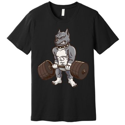 Pitbull Powerlifting Weight Lifting Dog Lovers Gift Premium T-Shirt