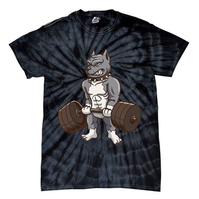 Pitbull Powerlifting Weight Lifting Dog Lovers Gift Tie-Dye T-Shirt