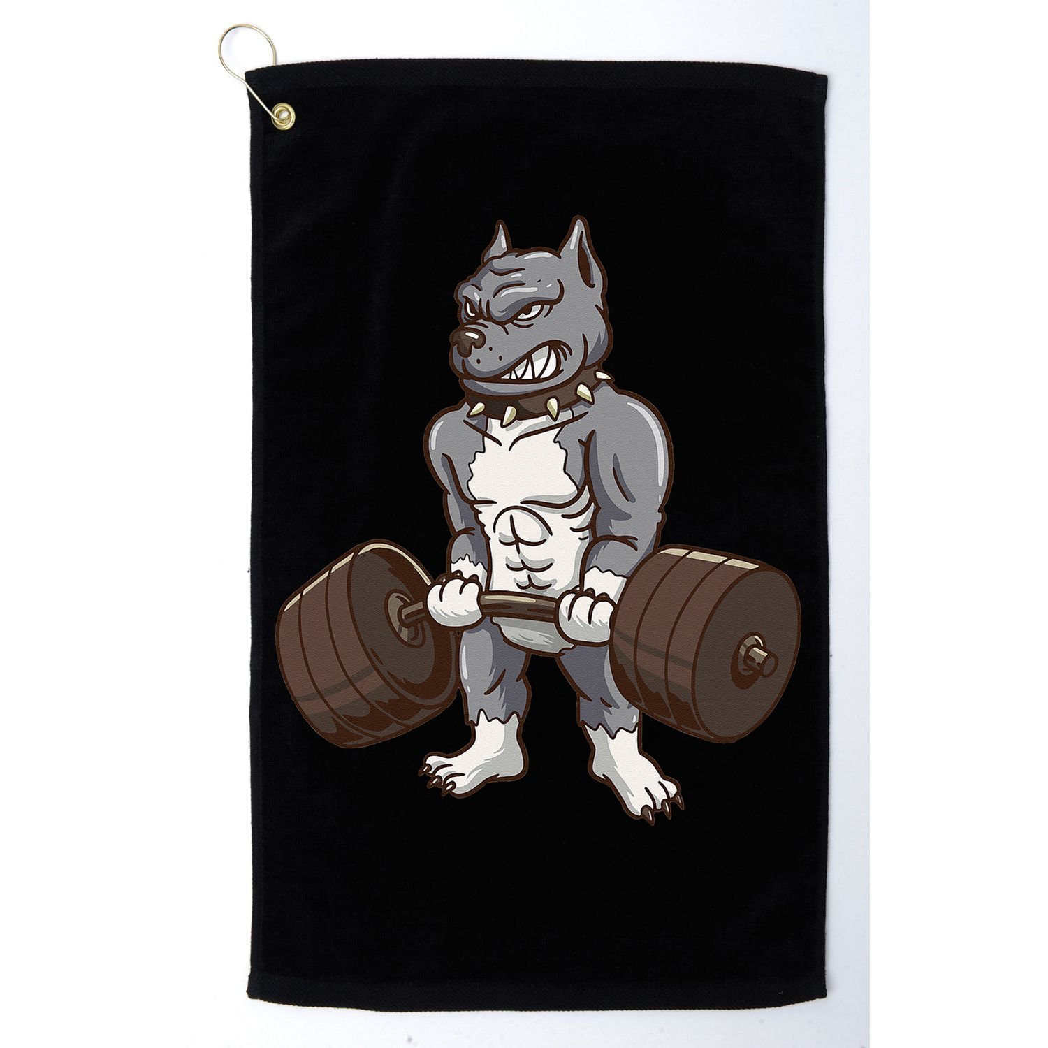 Pitbull Powerlifting Weight Lifting Dog Lovers Gift Golf Towel