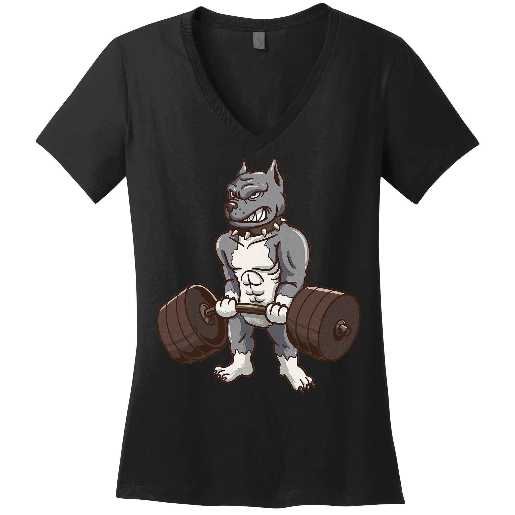 Pitbull Powerlifting Weight Lifting Dog Lovers Gift Women's V-Neck T-Shirt