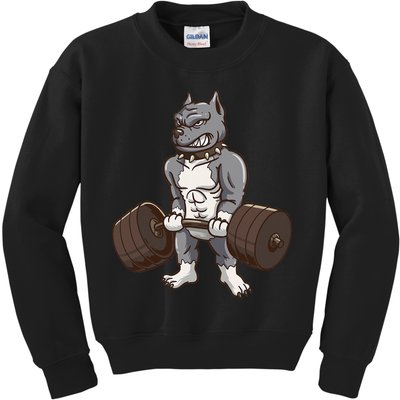 Pitbull Powerlifting Weight Lifting Dog Lovers Gift Kids Sweatshirt