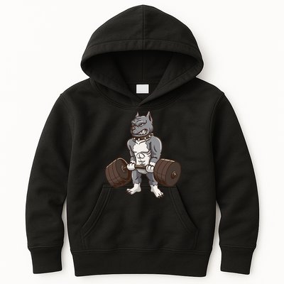 Pitbull Powerlifting Weight Lifting Dog Lovers Gift Kids Hoodie