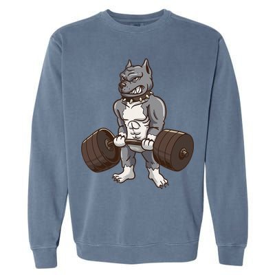 Pitbull Powerlifting Weight Lifting Dog Lovers Gift Garment-Dyed Sweatshirt