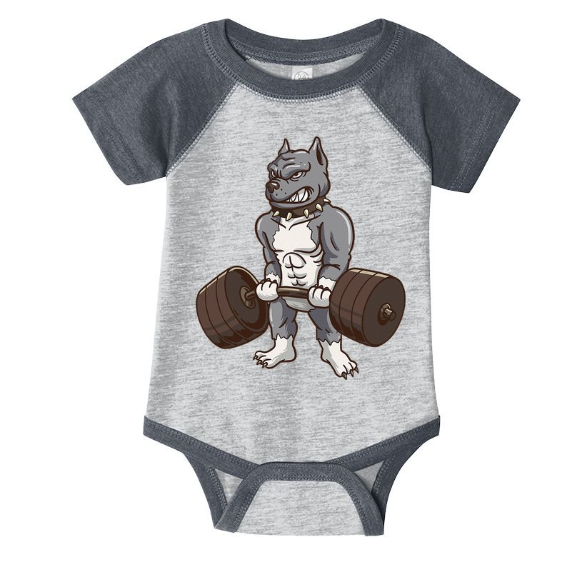 Pitbull Powerlifting Weight Lifting Dog Lovers Gift Infant Baby Jersey Bodysuit