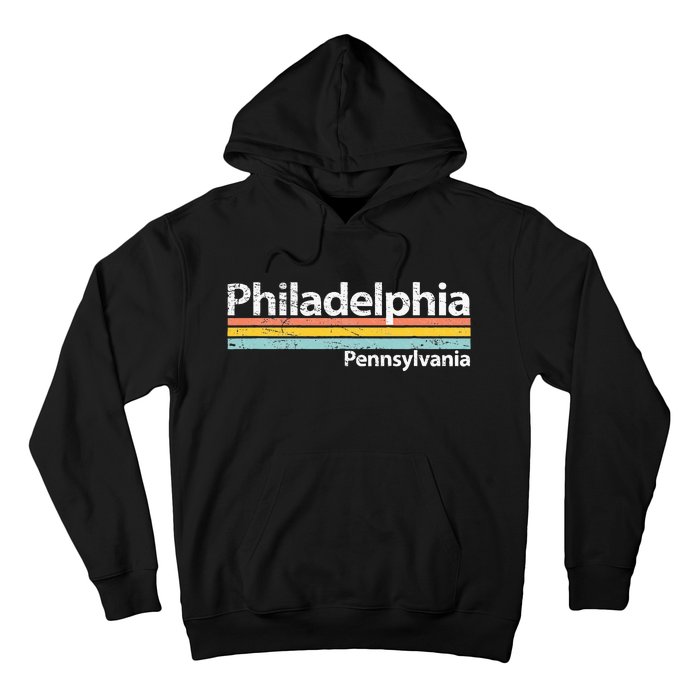 Philadelphia Pennsylvania Worn Design Retro Stripes Hoodie