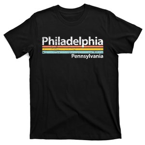 Philadelphia Pennsylvania Worn Design Retro Stripes T-Shirt