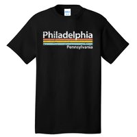 Philadelphia Pennsylvania Worn Design Retro Stripes Tall T-Shirt