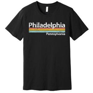 Philadelphia Pennsylvania Worn Design Retro Stripes Premium T-Shirt