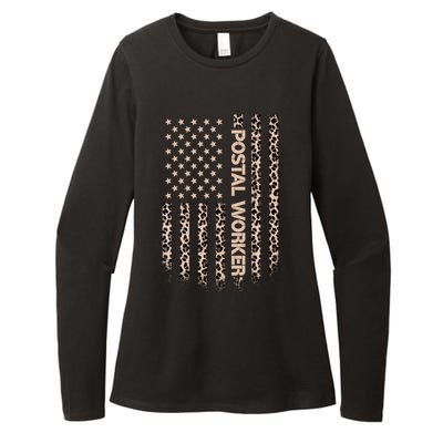 Patriotic Postal Worker American Flag Leopard Print Usa Gift Womens CVC Long Sleeve Shirt