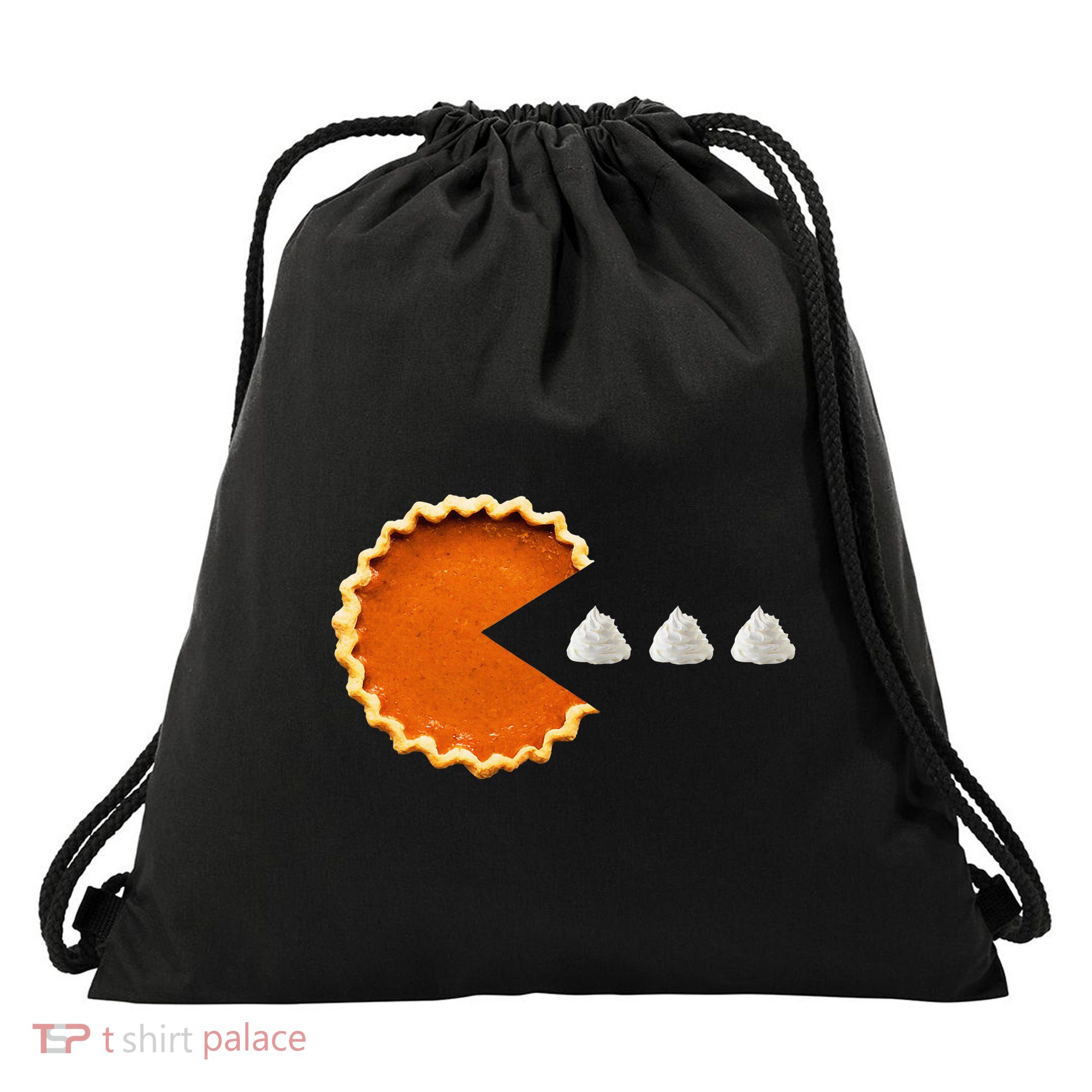 Pumpkin Pie Whipped Cream Video Game Thanksgiving Drawstring Bag
