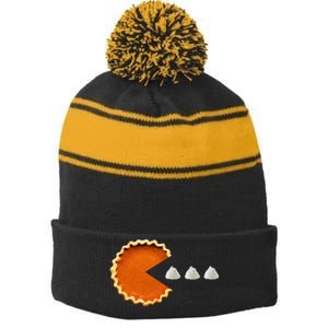 Pumpkin Pie Whipped Cream Video Game Thanksgiving Stripe Pom Pom Beanie