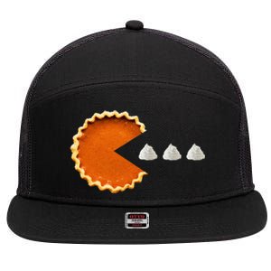 Pumpkin Pie Whipped Cream Video Game Thanksgiving 7 Panel Mesh Trucker Snapback Hat