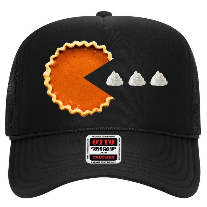 Pumpkin Pie Whipped Cream Video Game Thanksgiving High Crown Mesh Back Trucker Hat