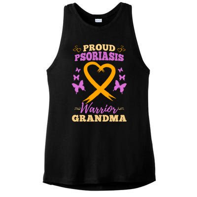 Proud Psoriasis Warrior Grandma Psoriasis Awareness Cute Gift Ladies PosiCharge Tri-Blend Wicking Tank