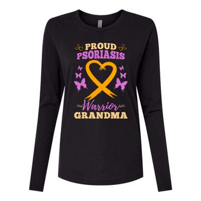 Proud Psoriasis Warrior Grandma Psoriasis Awareness Cute Gift Womens Cotton Relaxed Long Sleeve T-Shirt