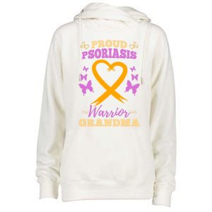 Proud Psoriasis Warrior Grandma Psoriasis Awareness Cute Gift Womens Funnel Neck Pullover Hood